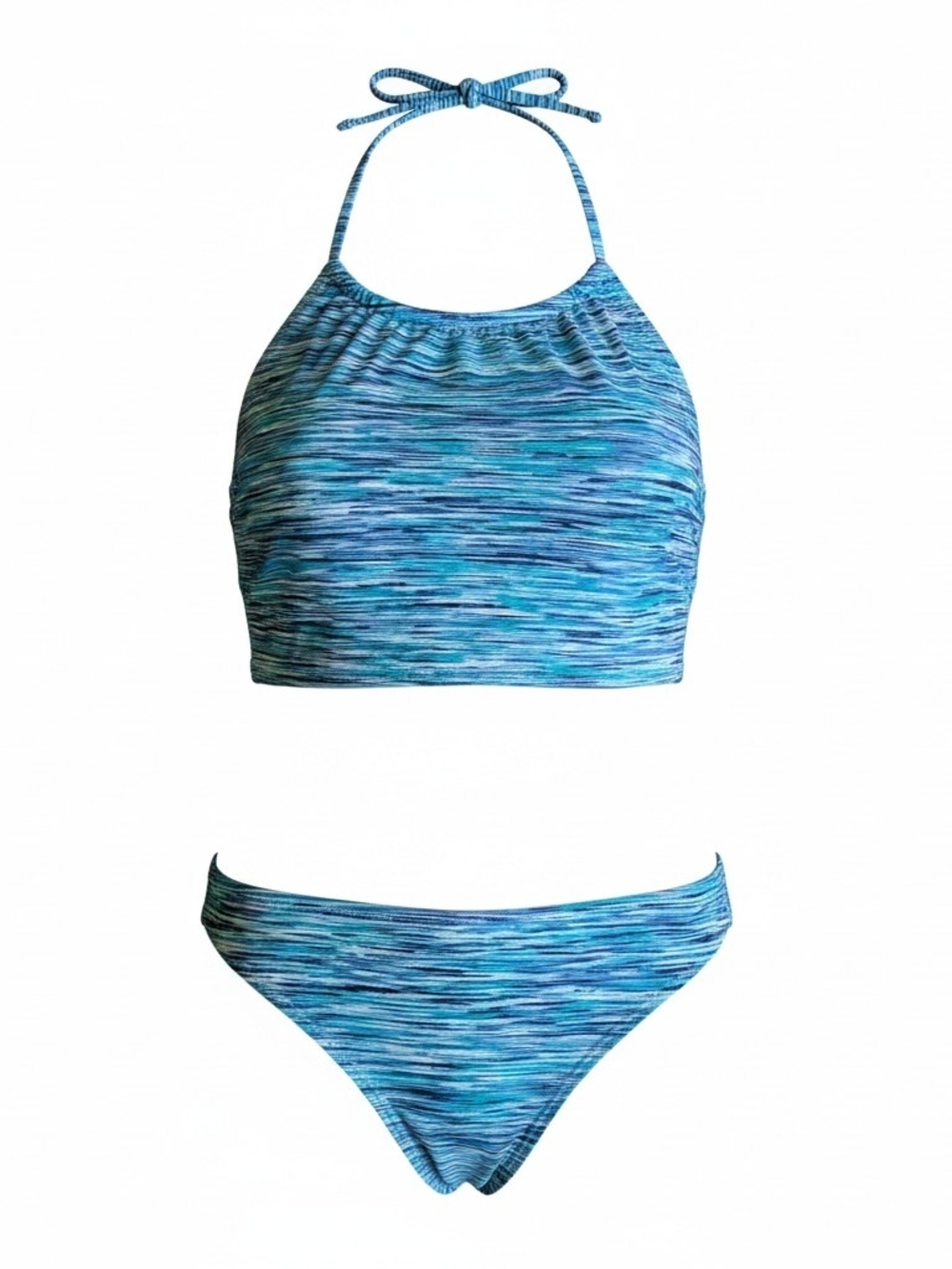 Old Navy Blue Space-Dye High-Neck Bikini